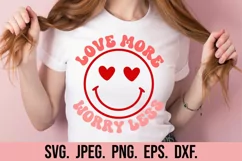 Love More Worry Less SVG - Retro Valentine's Day Smiley SVG Product Image 4