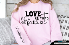 Love Never Fails Sleeve SVG Design, Bible Quotes SVG Product Image 1