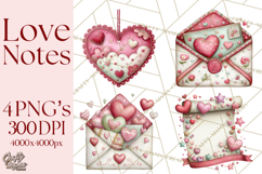 Valentine Clipart PNG, Love Notes Doodles, Envelopes Hearts Product Image 1