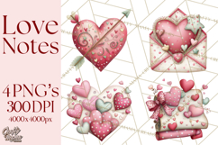 Valentine Clipart PNG, Love Notes Doodles, Envelopes Hearts Product Image 1