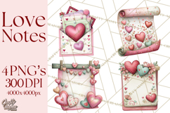 Valentine Clipart PNG, Love Notes Doodles, Envelopes Hearts Product Image 1