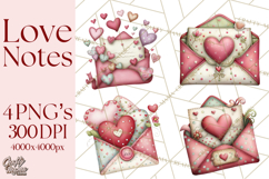 Valentine Clipart PNG, Love Notes Doodles, Envelopes Hearts Product Image 1