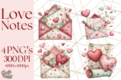 Valentine Clipart PNG, Love Notes Doodles, Envelopes Hearts Product Image 1