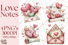 Valentine Clipart PNG, Love Notes Doodles, Envelopes Hearts Product Image 1