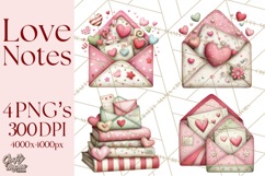 Valentine Clipart PNG, Love Notes Doodles, Envelopes Hearts Product Image 1