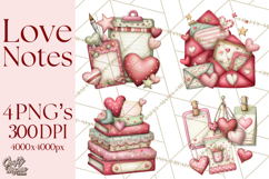 Valentine Clipart PNG, Love Notes Doodles, Envelopes Hearts Product Image 1