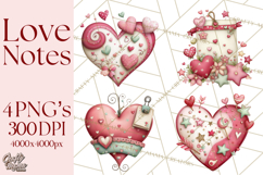 Valentine Clipart PNG, Love Notes Doodles, Envelopes Hearts Product Image 1