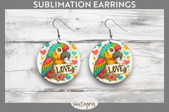 Love Parrot v2 Round Earrings Sublimation Product Image 1