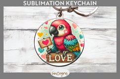 Love Parrot v3 Round Keychain Sublimation Product Image 1