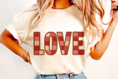 Love Valentine Patchwork PNG, Valentine's Day PNG, Xoxo PNG Product Image 1