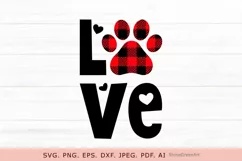 Dog svg Love Paw Buffalo Plaid for Dog/Cat Valentines SVG Product Image 4