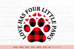 Dog SVG - Valentine's Day SVG Buffalo Plaid Paw Product Image 5