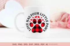 Dog SVG - Valentine's Day SVG Buffalo Plaid Paw Product Image 4