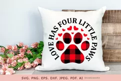 Dog SVG - Valentine's Day SVG Buffalo Plaid Paw Product Image 2