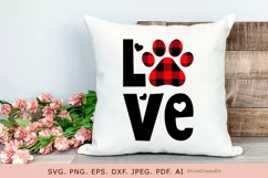 Dog svg Love Paw Buffalo Plaid for Dog/Cat Valentines SVG Product Image 2