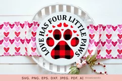 Dog SVG - Valentine's Day SVG Buffalo Plaid Paw Product Image 3