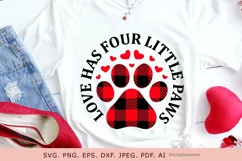 Dog SVG - Valentine's Day SVG Buffalo Plaid Paw Product Image 1