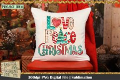 Love Peace Christmas PNG Design. 300dpi PNG Digital File for sublimation, iron-on transfer, DTG printing or other print projects.