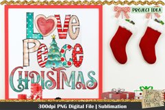 Love Peace Christmas PNG Design. 300dpi PNG Digital File for sublimation, iron-on transfer, DTG printing or other print projects.