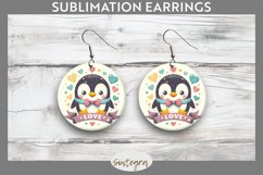Love Penguin v1 Round Earrings Sublimation Product Image 1