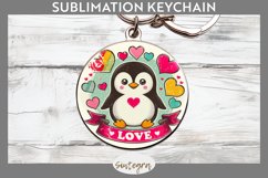 Love Penguin v2 Round Keychain Sublimation Product Image 1