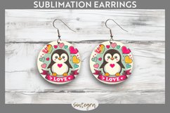 Love Penguin v2 Round Earrings Sublimation Product Image 1