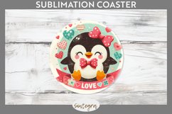 Love Penguin v3 Round Coaster Sublimation Product Image 1