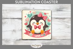 Love Penguin v3 Square Coaster Sublimation Product Image 1