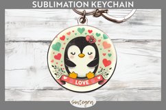 Love Penguin v6 Round Keychain Sublimation Product Image 1