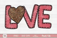 Pink Love sublimation design preview with leopard print heart