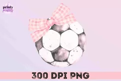 Soccer Coquette png, Pink Bows Soccer Sublimation Design Product Image 4