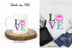 Love Pink Pumpkin. Sublimation Design PNG Product Image 2