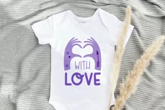 Heart Hand SVG Cut Design on a white baby suit mockup