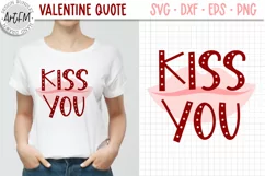 Kiss lips svg design on white women t-shirt mockup