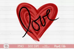 Preview image of a painted red heart with love sublimation design