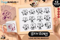 Love Retro Mascot Clipart Set Product Image 1