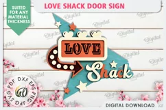 Love Shack Door Sign Laser Cut. Valentine Sign SVG Product Image 1
