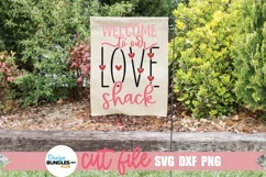 Cute Valentine SVG shown on a garden flag