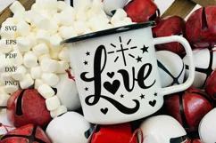 Love SVG Sign, Cross, Hearts - Christmas Ornament SVG Product Image 3