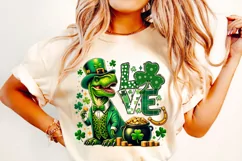 St Patricks Day Dinosaur PNG, St Patrick's Day PNG, T-Rex Product Image 1