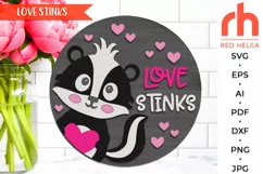 love stinks svg, valentine’s day svg, valentine hanger svg, welcome sign svg, valentine circle svg, skunk hearts svg, seasonal door svg, round hanging sign svg, laser cut file, layered sign svg, porch sign svg, valentine animal svg, valentines shirt svg