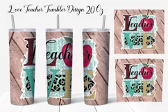 Love Teacher Sublimation Design. Skinny Tumbler Wrap Product Image 1