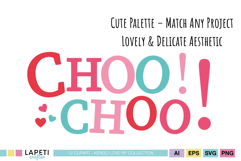 Valentine railway elements in pastel colors