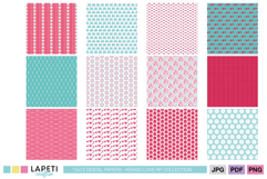 Love themed scrapbook papers featuring hearts and train motifs.