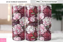 Stained Glass Peony Flower Valentines Day Tumbler Design Product Image 1