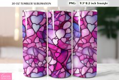 Pink Stained Glass Valentines Day Tumbler Sublimation Product Image 1