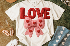 Love Valentine Patchwork PNG, Valentine's Day PNG, Coquette Product Image 1