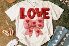 Love Valentine Patchwork PNG, Valentine's Day PNG, Coquette Product Image 1