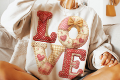 Love Valentine Patchwork PNG, Valentine's Day PNG, Xoxo PNG Product Image 1