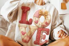 Love Valentine Patchwork PNG, Valentine's Day PNG, Xoxo PNG Product Image 1